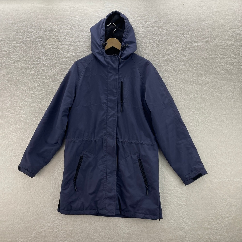 Eddie Bauer Jacket Mens Medium Tall Blue Weather Edge Parka Hooded Outdoor Gorp